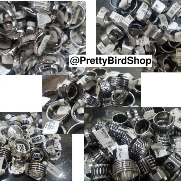 100 RINGS Resale Bundle mixed stone glass hematite stainless enamel mix sizes - Picture 4 of 14